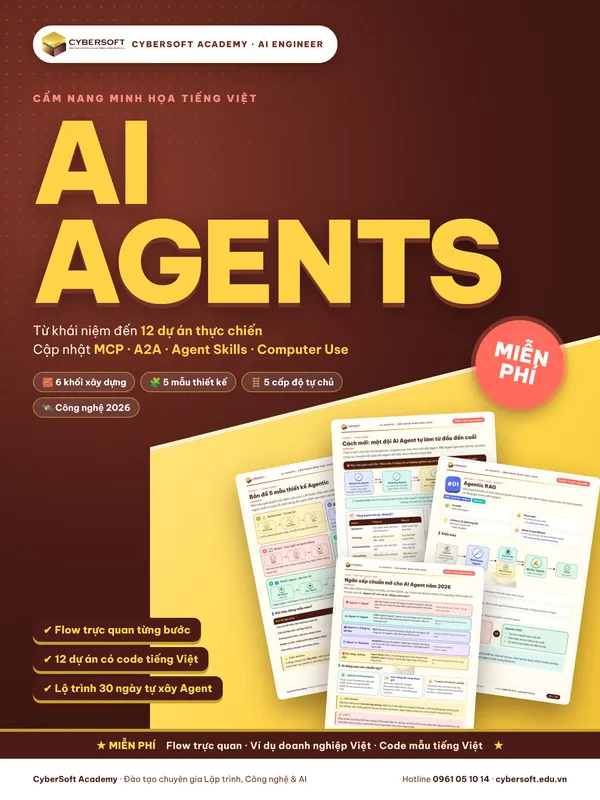 Bìa AI Agents · Cẩm nang minh họa 2026