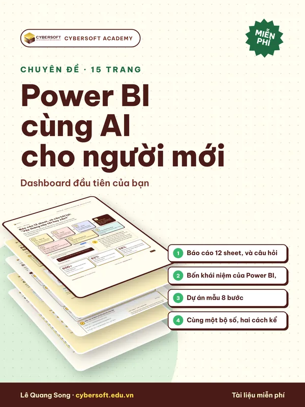 Bìa Power BI cùng AI cho người mới: dashboard đầu tiên của bạn