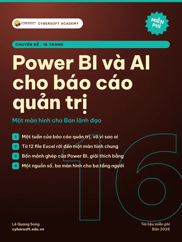 Bìa Power BI và AI cho báo cáo quản trị: một màn hình cho Ban lãnh đạo