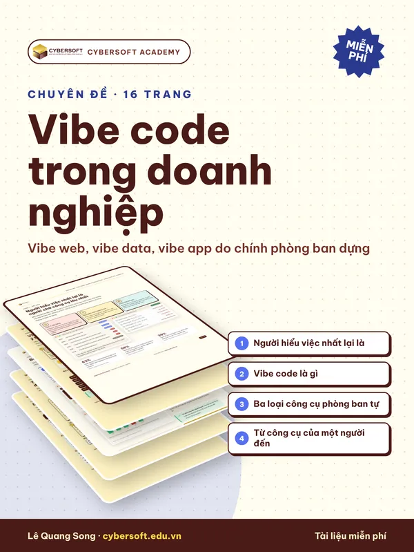 Bìa Vibe code trong doanh nghiệp: vibe web, vibe data, vibe app do chính phòng ban dựng