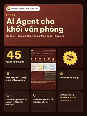 Bìa AI Agent cho khối văn phòng: Kế toán, Nhân sự, Hành chính, Mua hàng, Pháp chế
