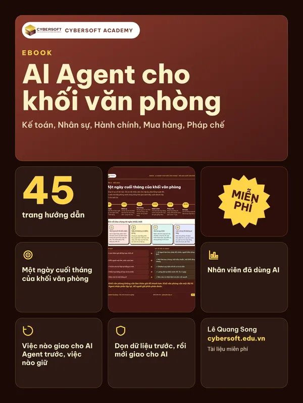 Bìa AI Agent cho khối văn phòng: Kế toán, Nhân sự, Hành chính, Mua hàng, Pháp chế