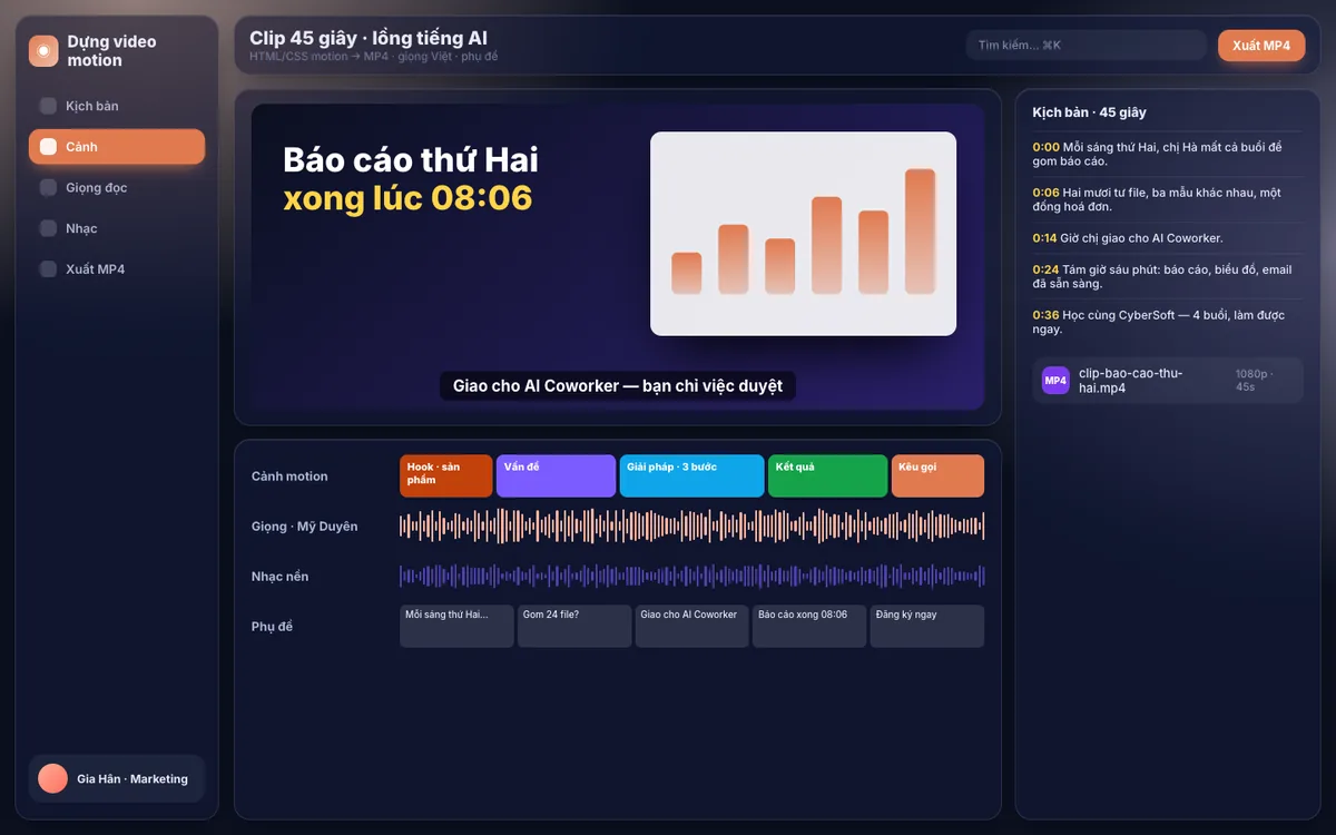 AI Coworker Claude — Video motion có lồng tiếng