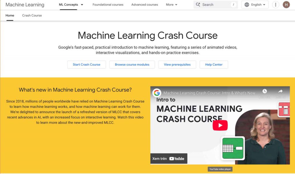 Machine Learning Crash Course – Google